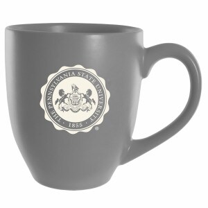 gray bistro mug with engraved The Pennsylvania State University Seal